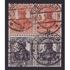ALEMANIA 1917 ESTAMPILLAS SE-TENANT ZUSAMMENDRUCKE USADAS QUE SON MUCHO MAS RARAS MI S8bb MUY RARA 500 EUROS